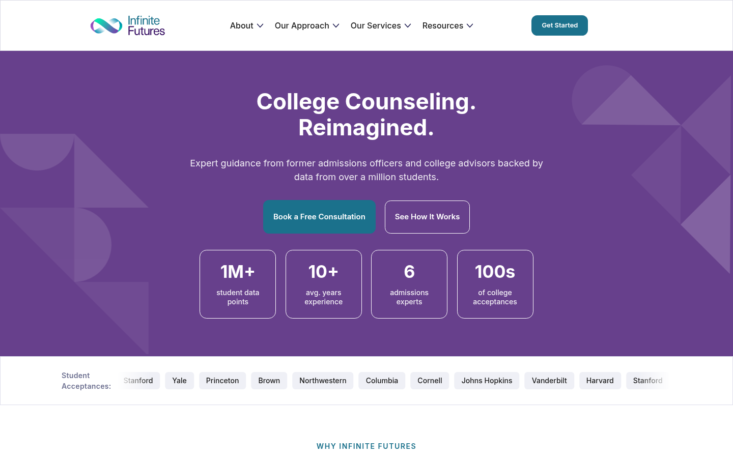 Infinite Futures homepage