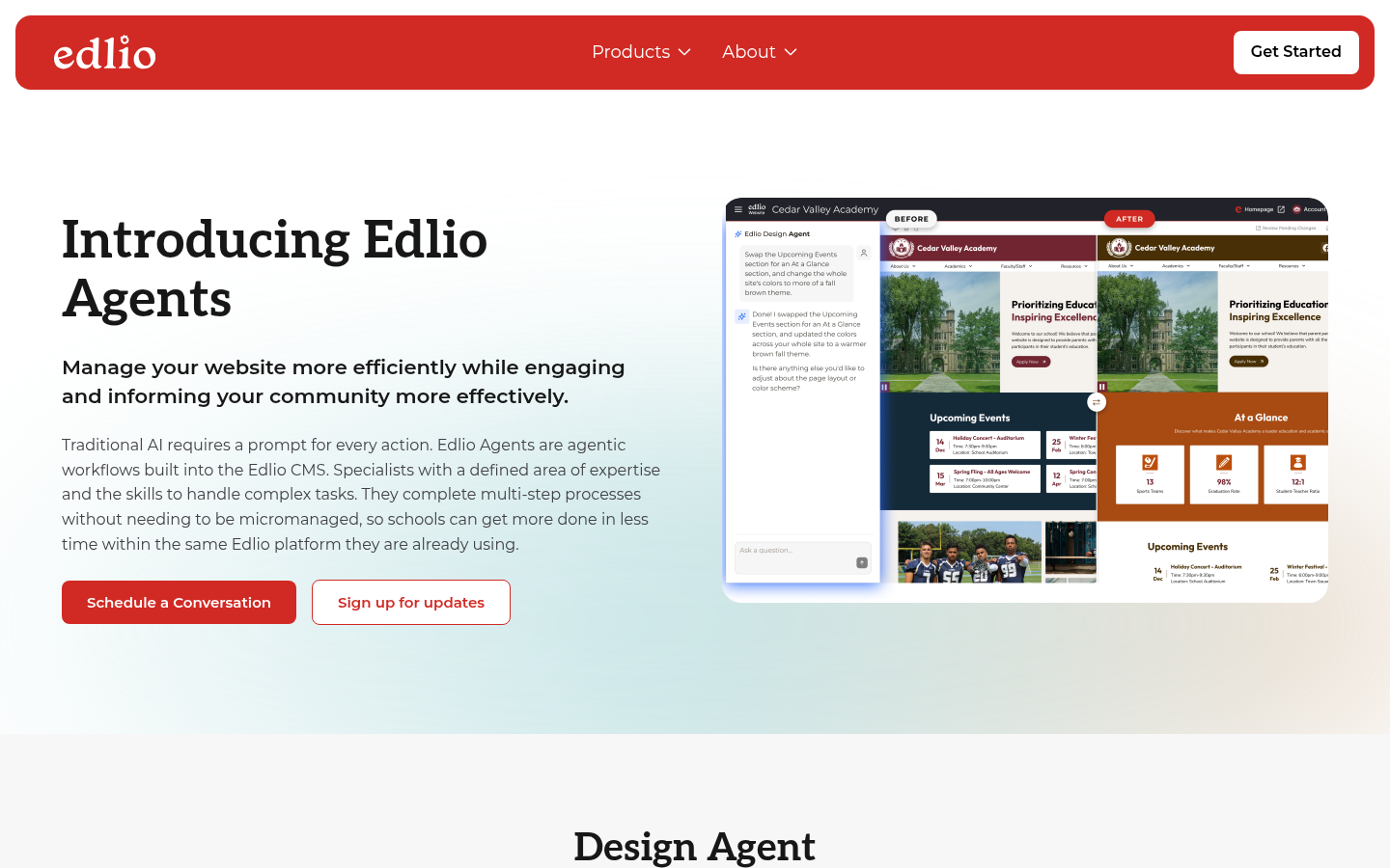 Edlio Agents product page