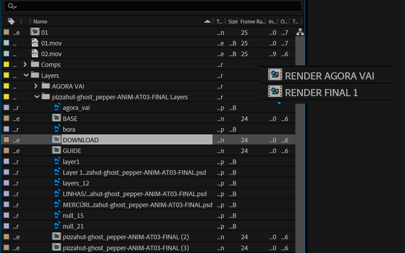 Proyecto desordenado en After Effects