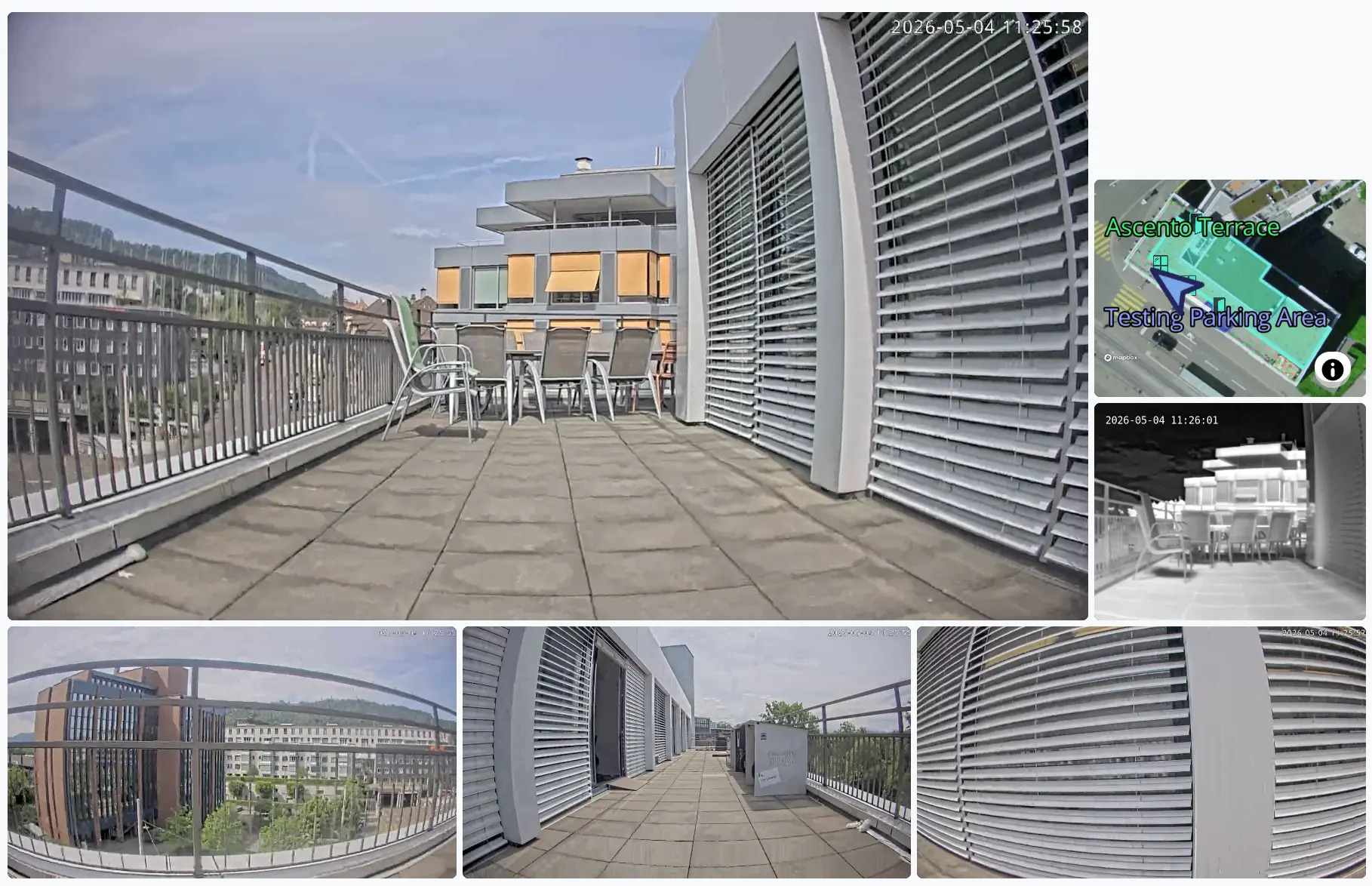 360-degree camera views from Ascento Guard during an autonomous security patrol.