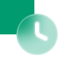 Green circular clock icon showing the time as approximately 10:10.
