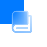 Blue icon of two overlapping books with gradient shading.