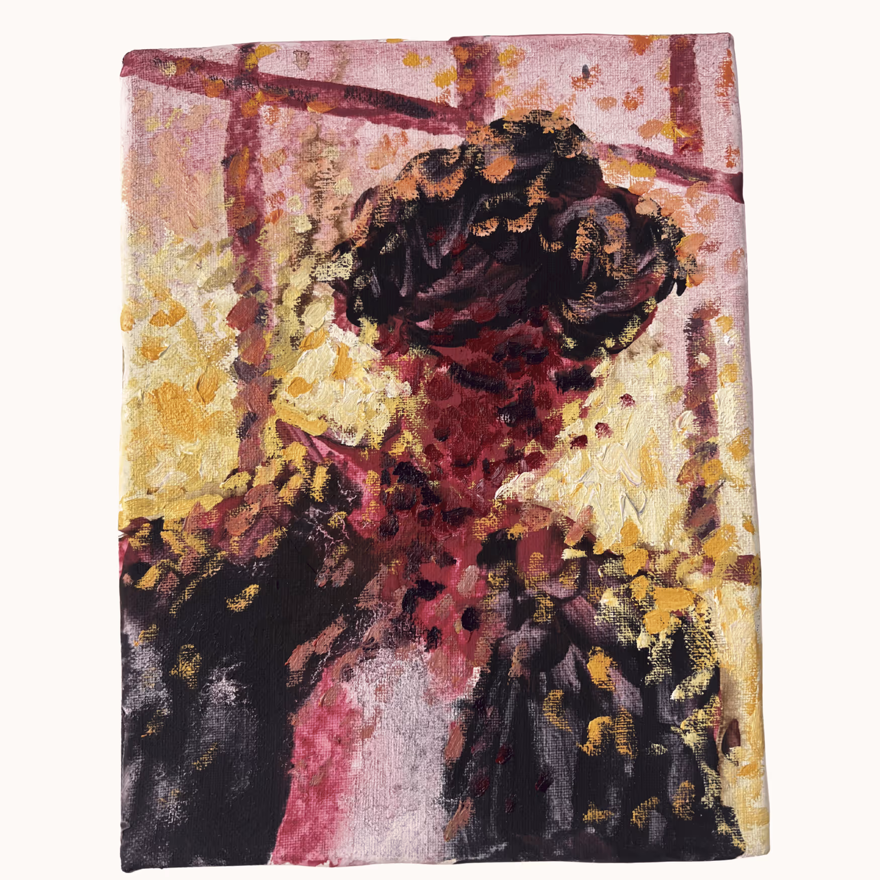 Painting Art by Yves Michael - a man sitting on a chair sunken in thought