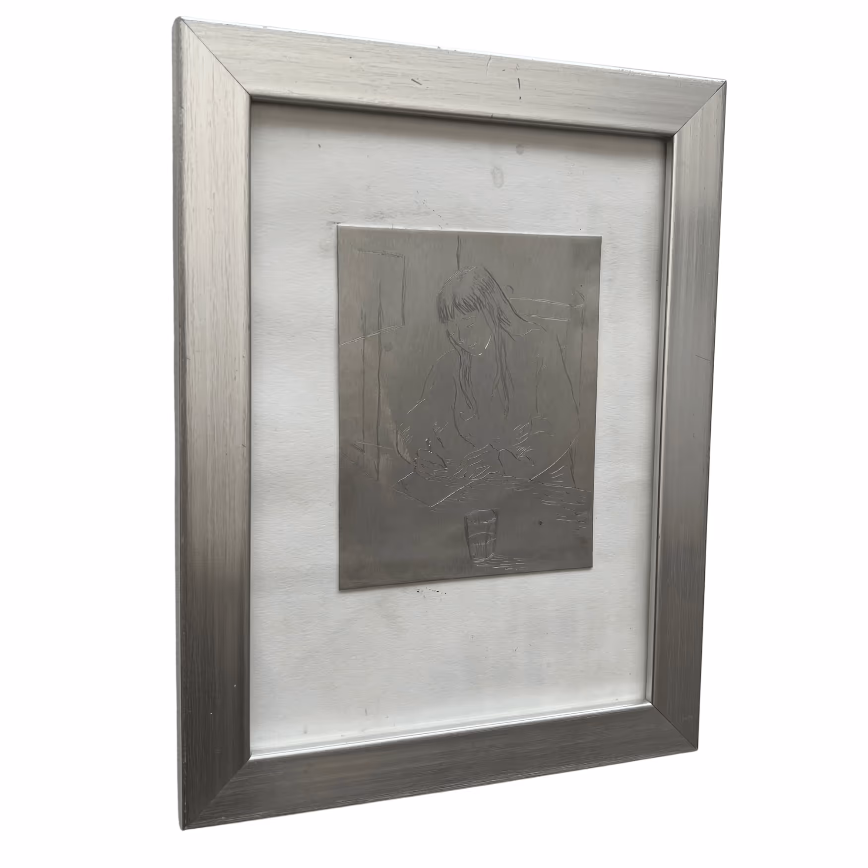 Painting by Yves Michael - Scheinbild showing two boys in from of a window. As one drinks from a bottle the other leans away from the viewer