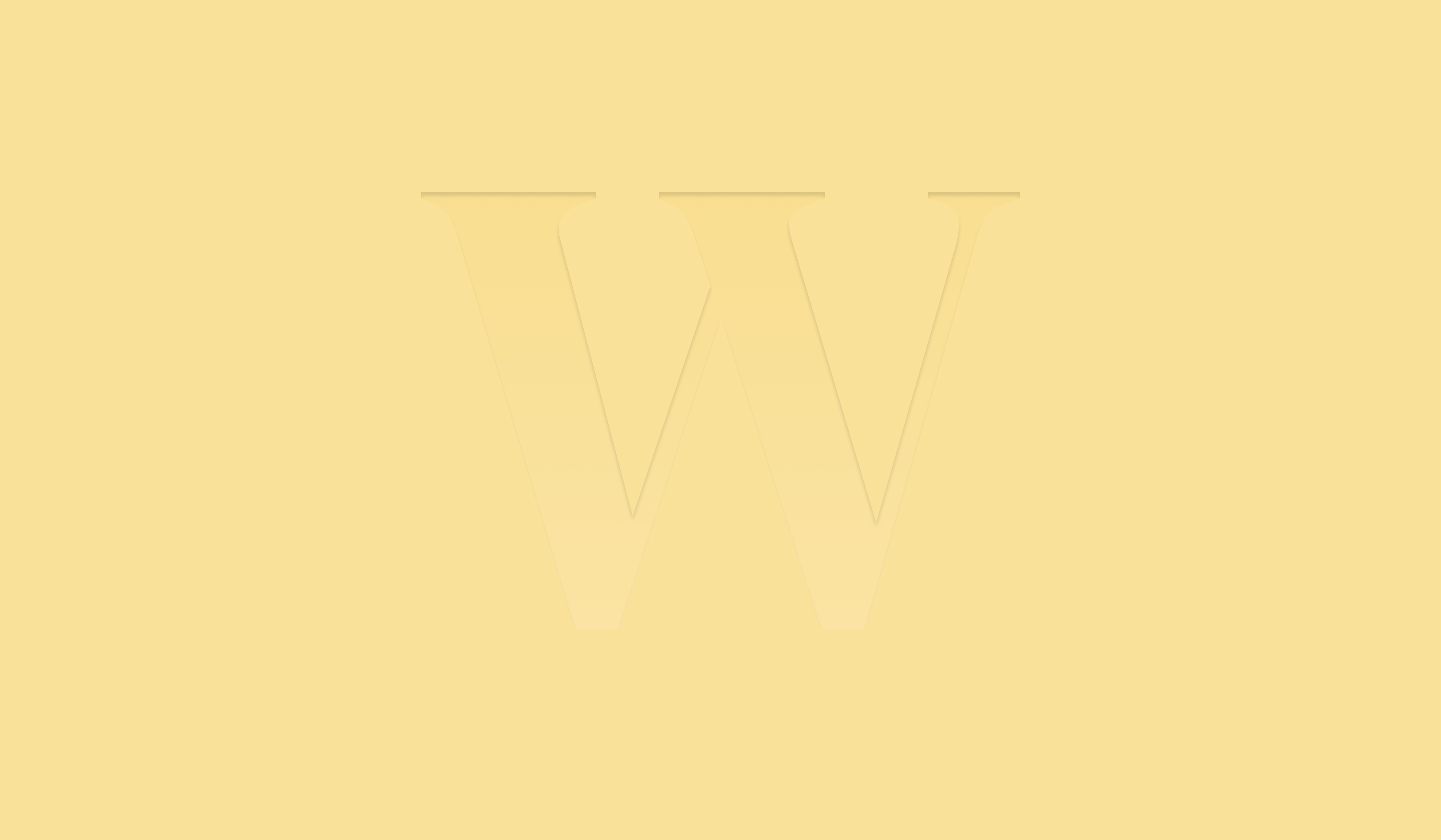 Lettre W en relief subtile sur un fond jaune uni.