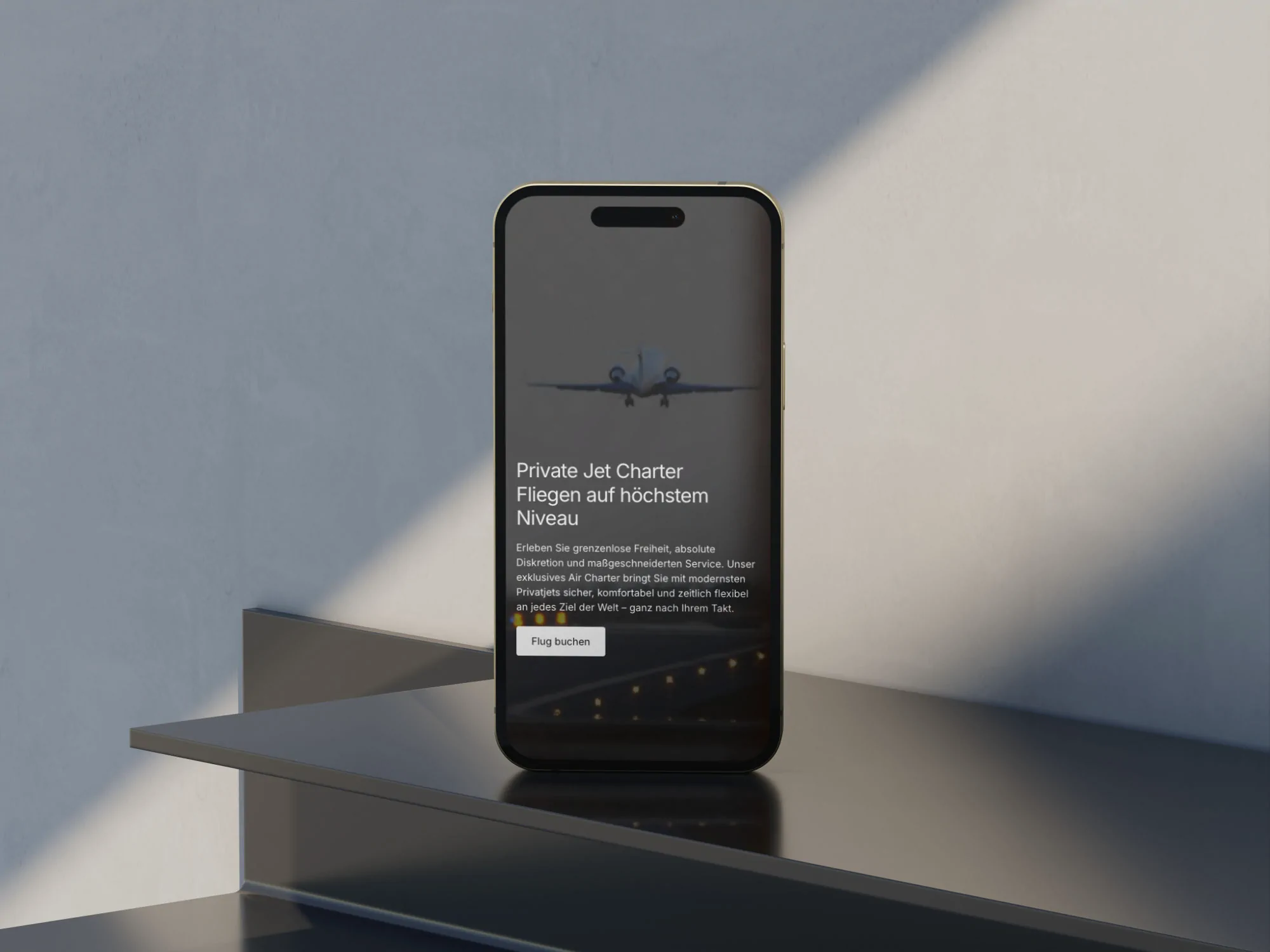 Website Mockup für ein Air-Charter Unternehmen