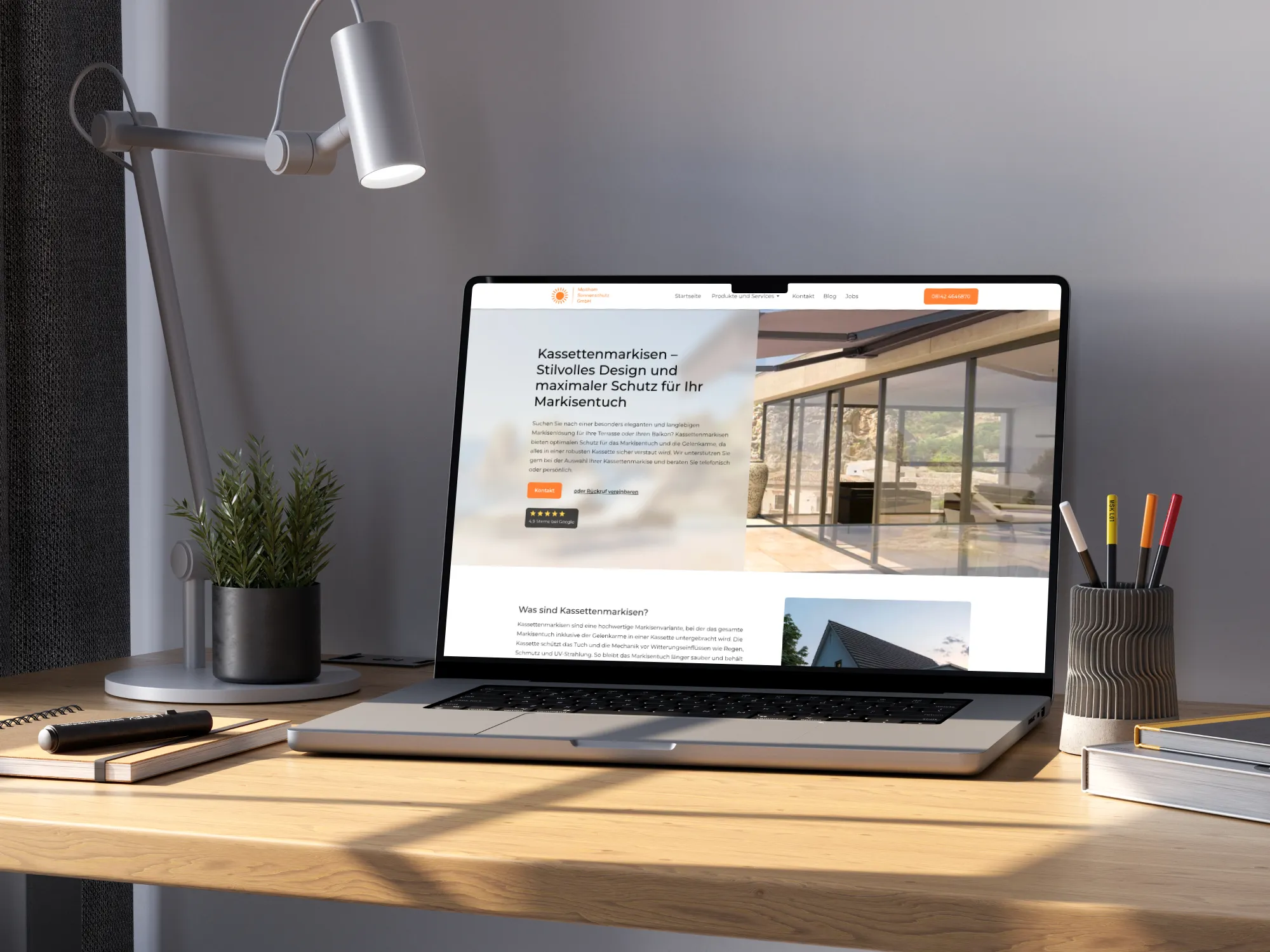 Website Mockup für die Maitham Sonnenschutz GmbH