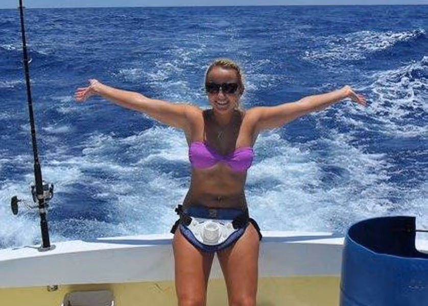 Holly Given fishing.