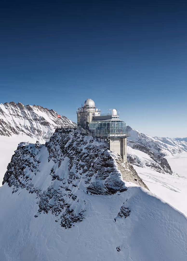 Drone image of the Jungfraujoch