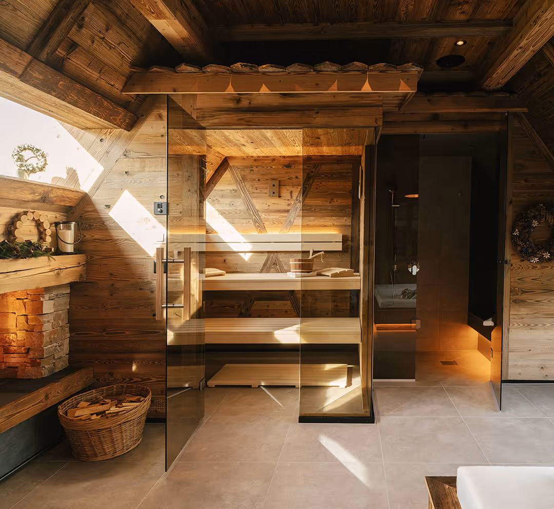 Sauna in the Swiss Chalet Wellness Suite