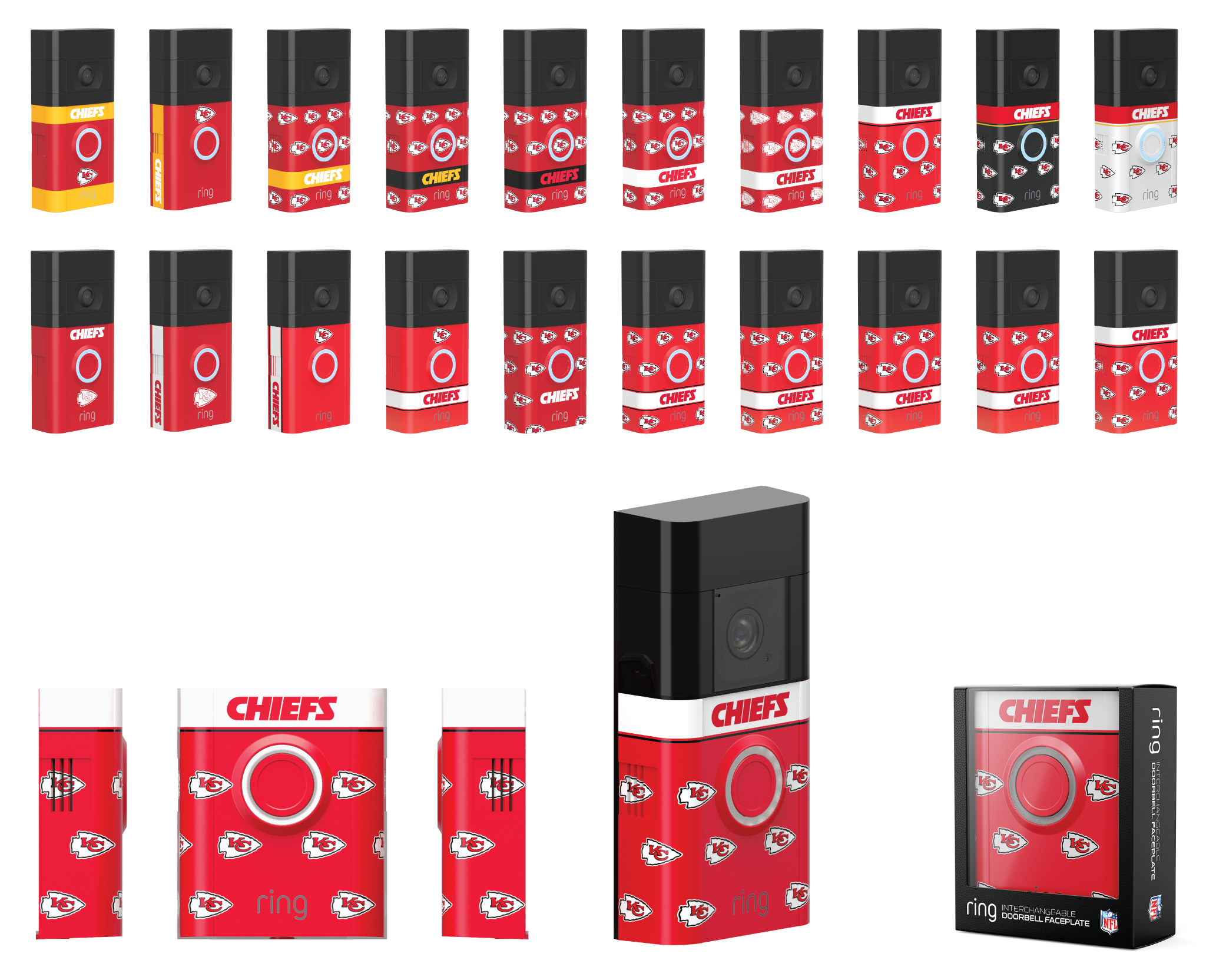 Array of 3D prints with modified designs