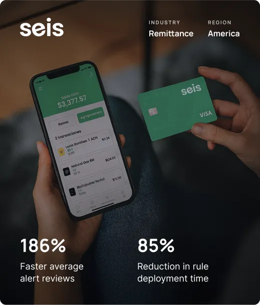 Seis achieves 186% faster average alert reviews and 85% reduction in rule deployment time with Flagright.