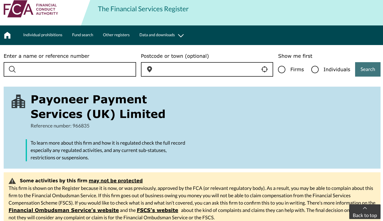 Payoneer Payment Services (UK) Limited is regulated by the FCA