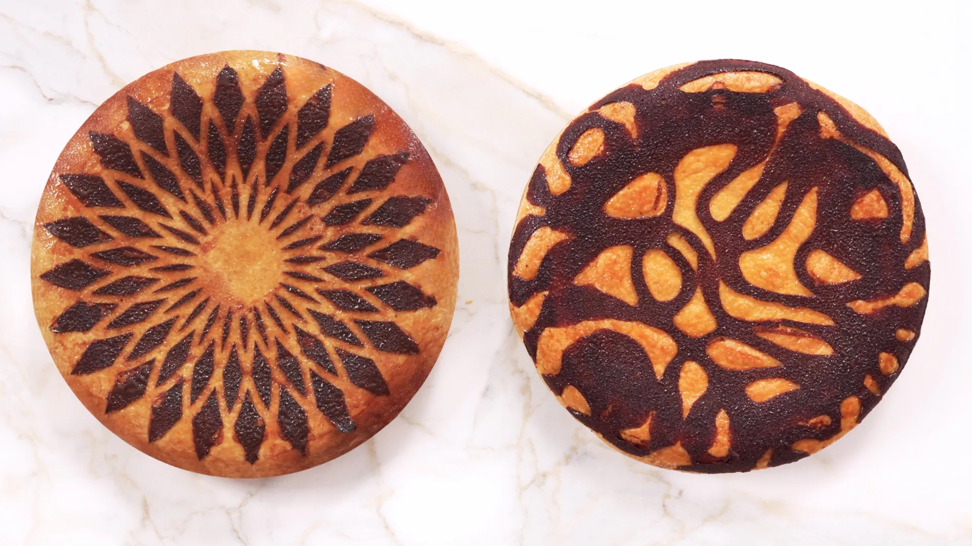 Marbled hazelnut and chocolate king cake