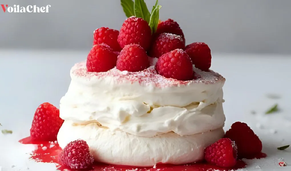 Pavlova aux framboises et chantilly vanillée