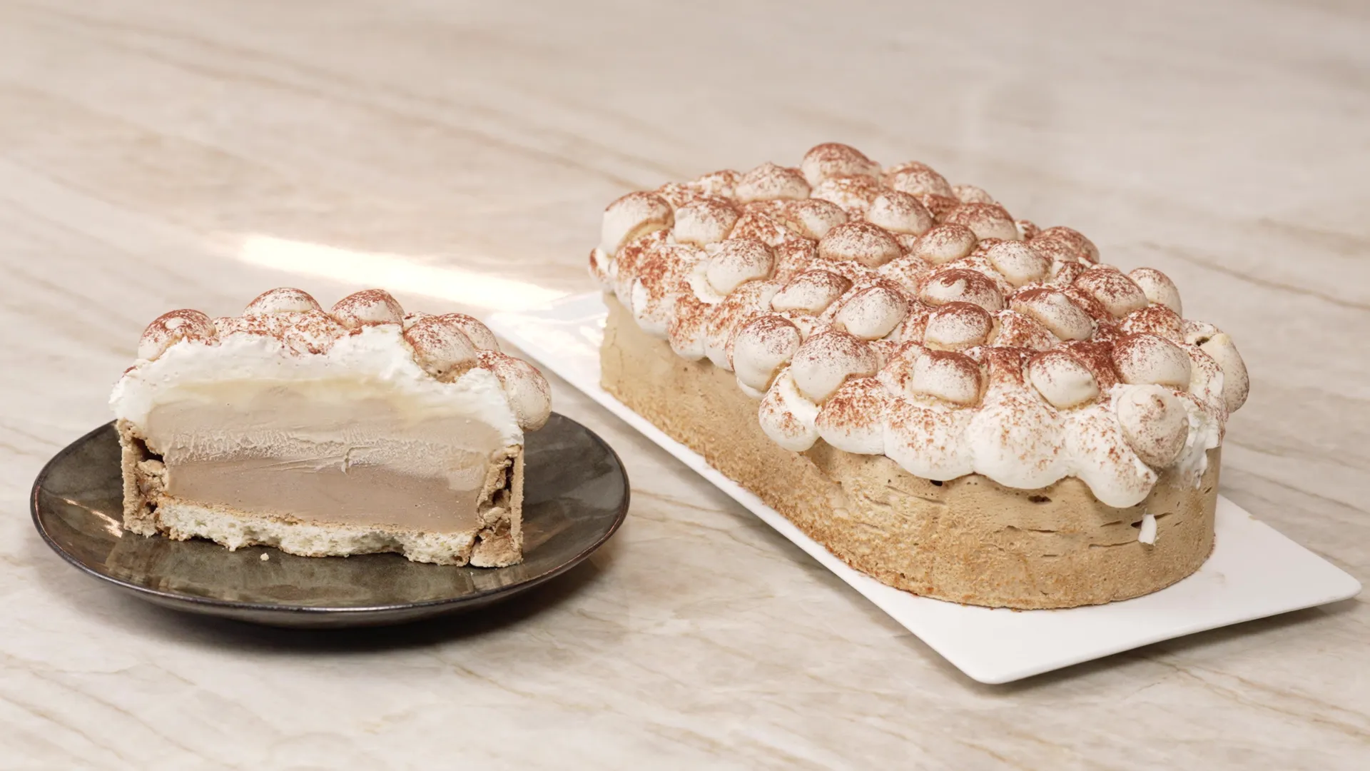 Tiramisu-style frozen yule log