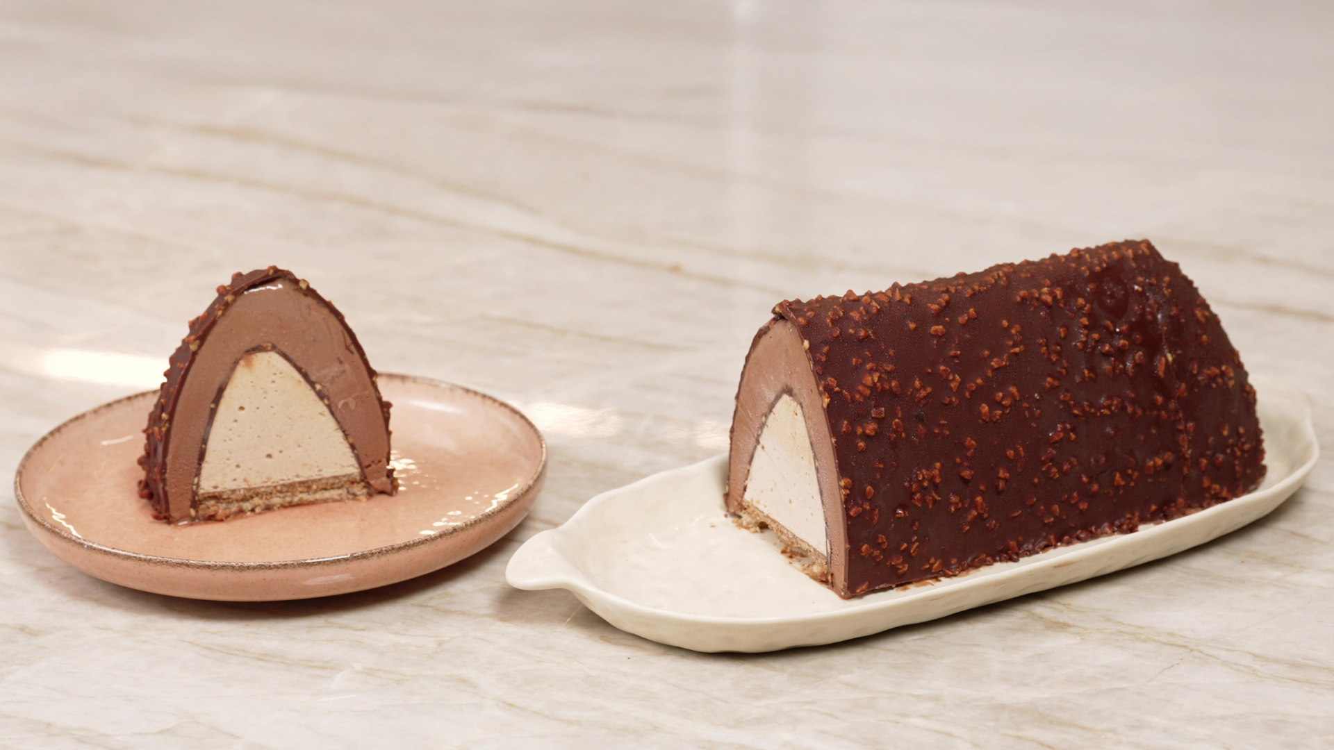 Frozen rocher yule log