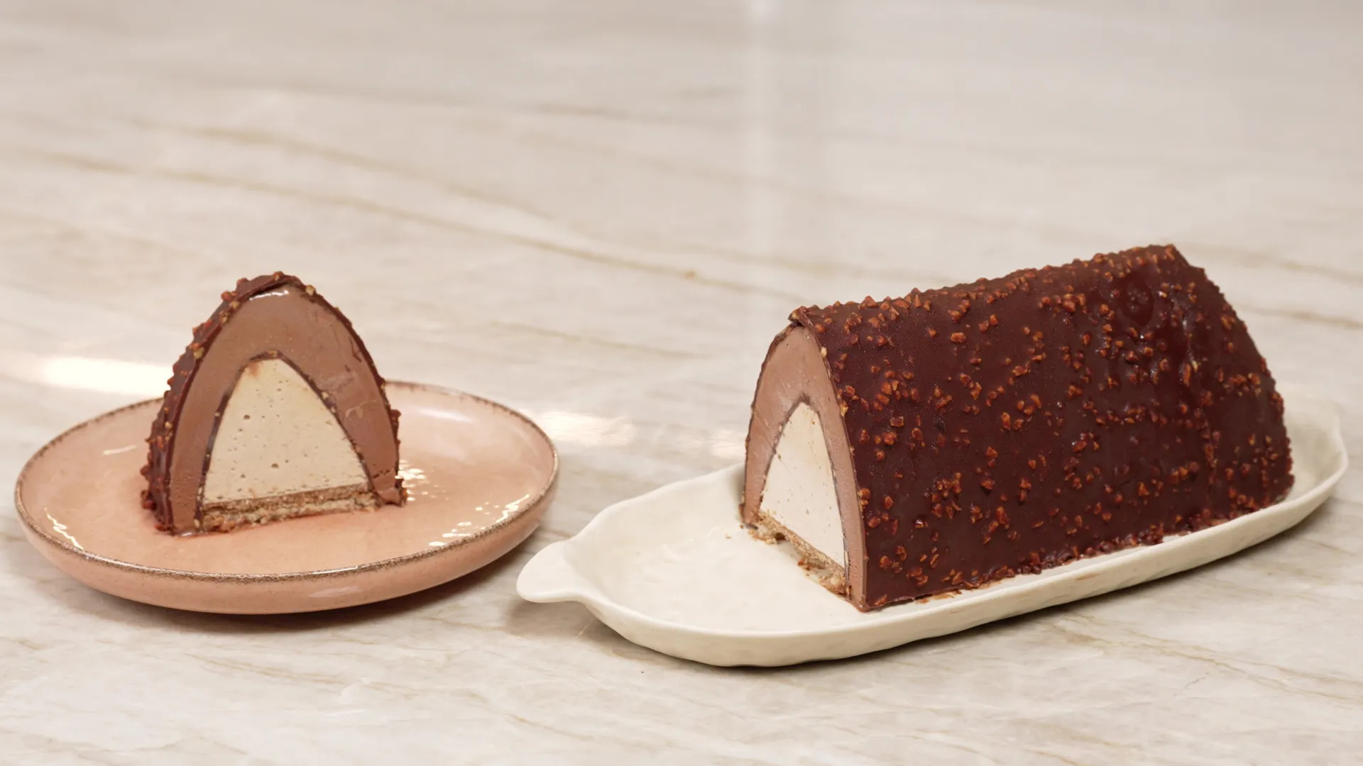 Frozen rocher yule log