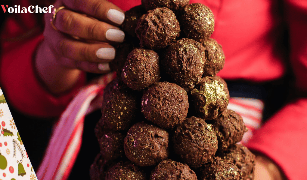 Homemade pyramid-shaped moulded chocolates