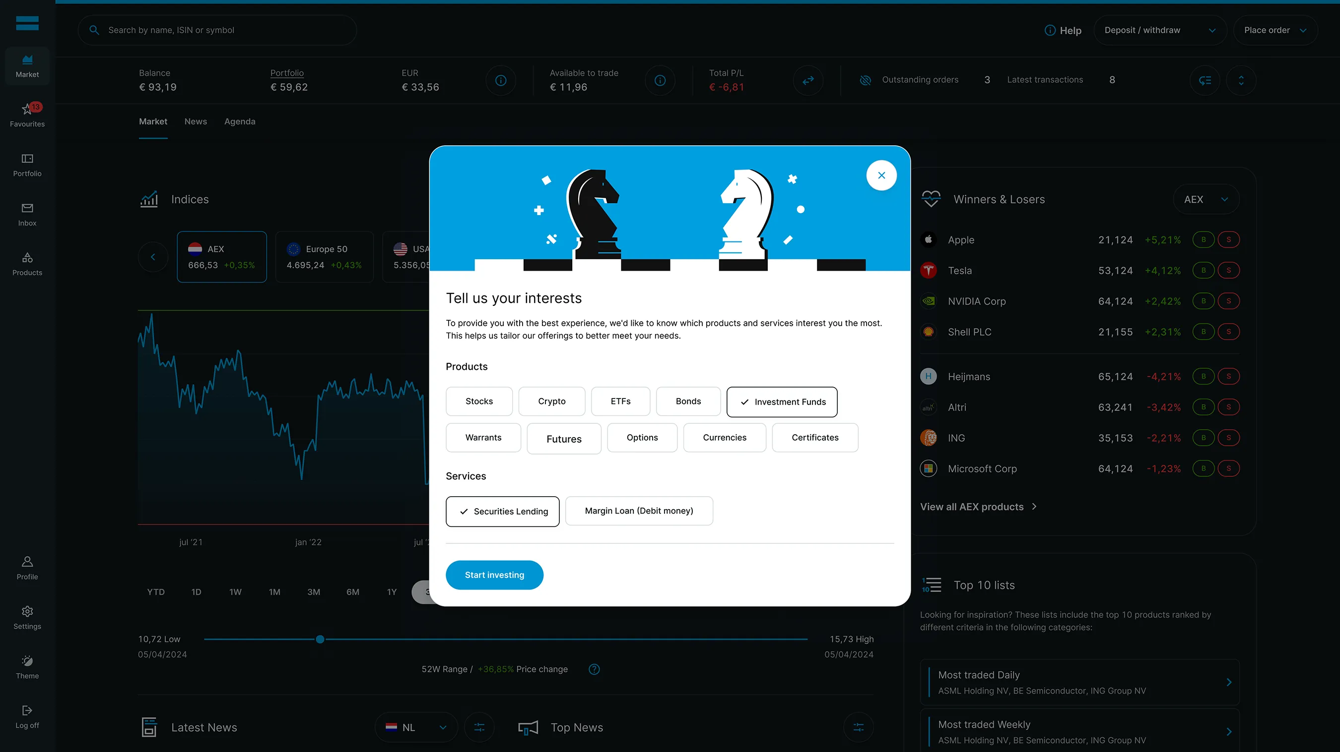 Mockup showcasing the onboarding flow for new users.