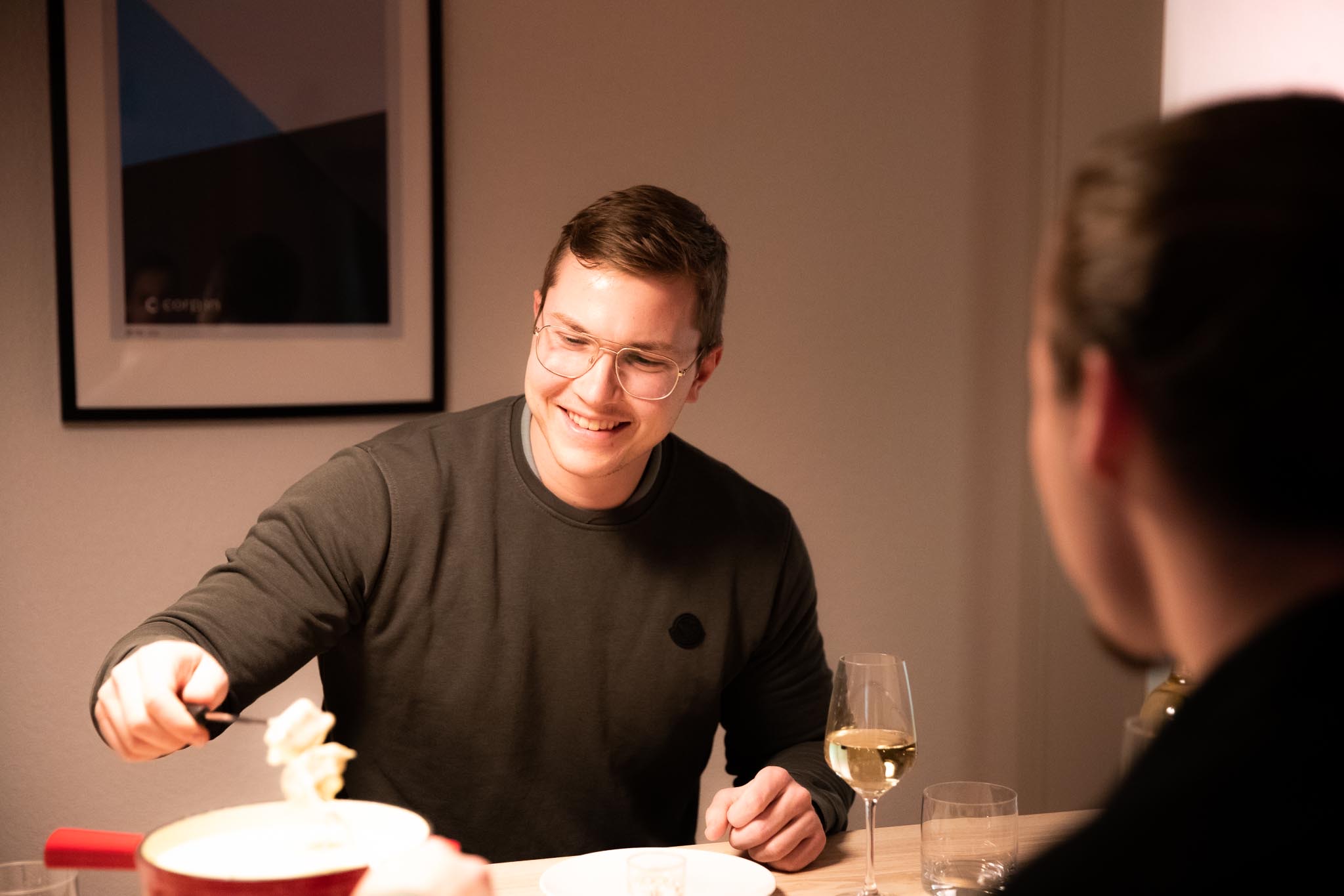 Luka Bekavac von CorpIn beim Fondue.