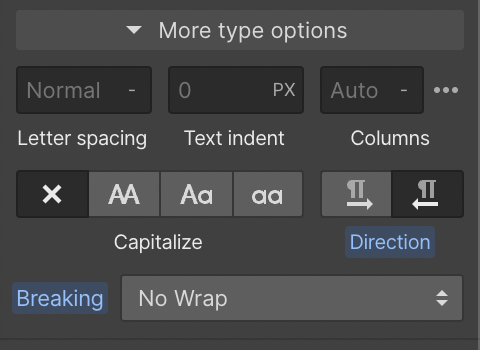 Typografie Settings Webflow