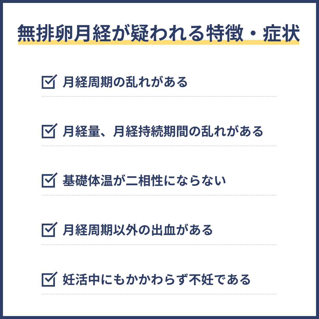 無排卵月経が疑われる特徴・症状