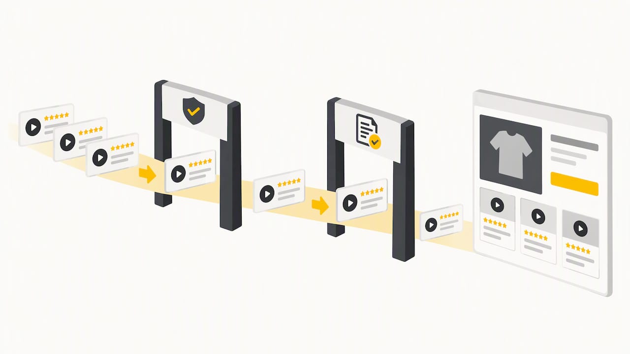 Review cards passing moderation and compliance checks