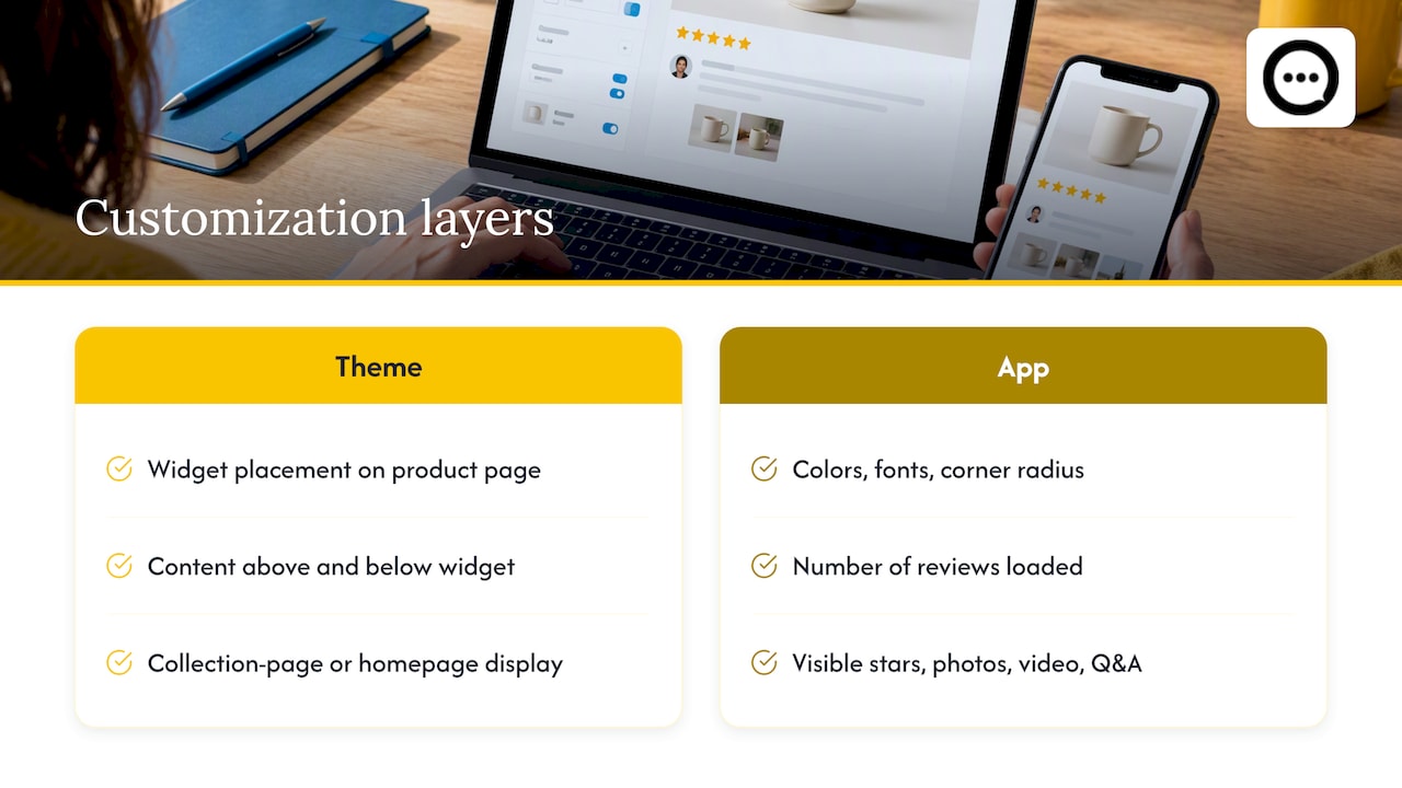 Theme placement and app appearance controls compared