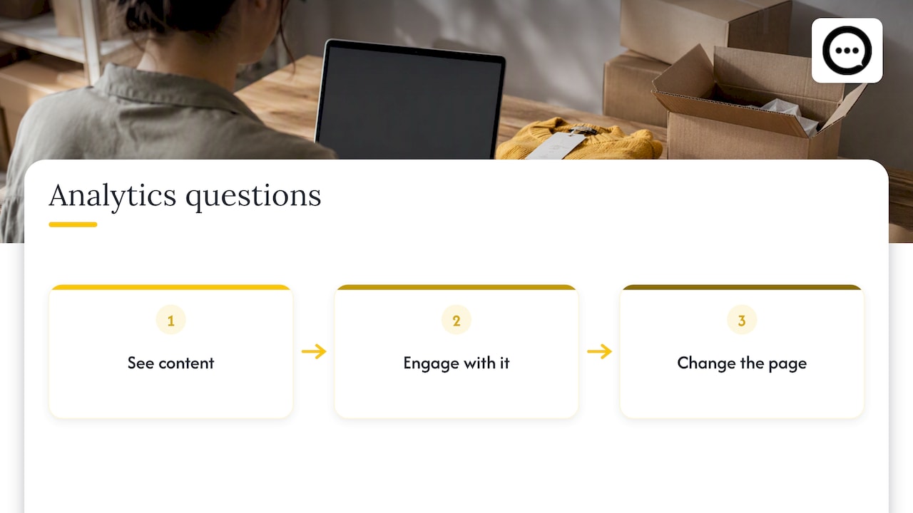 Our perspective: analytics should end in a page change — overview diagram