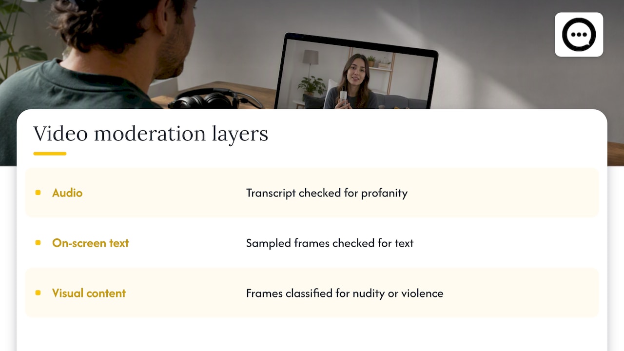 Three layers checked in video review moderation