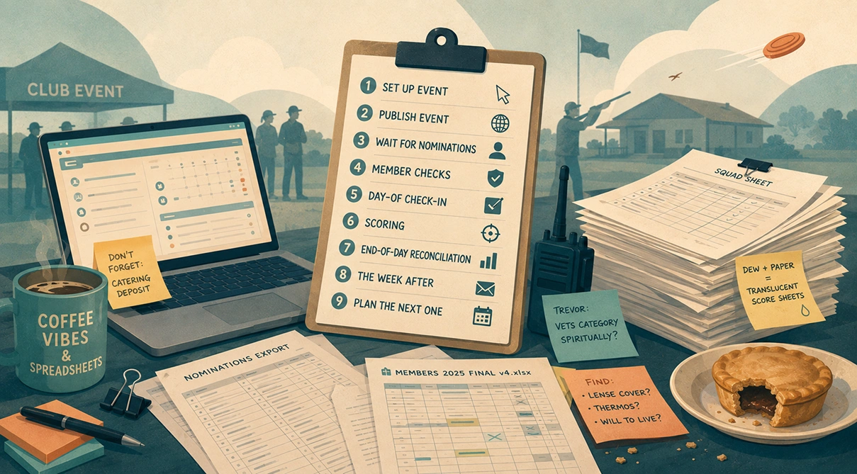 A Day in the Life of Running a Club Event (Or: Why Your Trap Line Has a Spreadsheet Open On It)