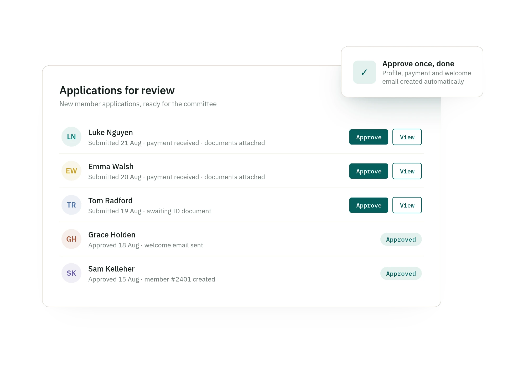 SquadSpot member application review queue