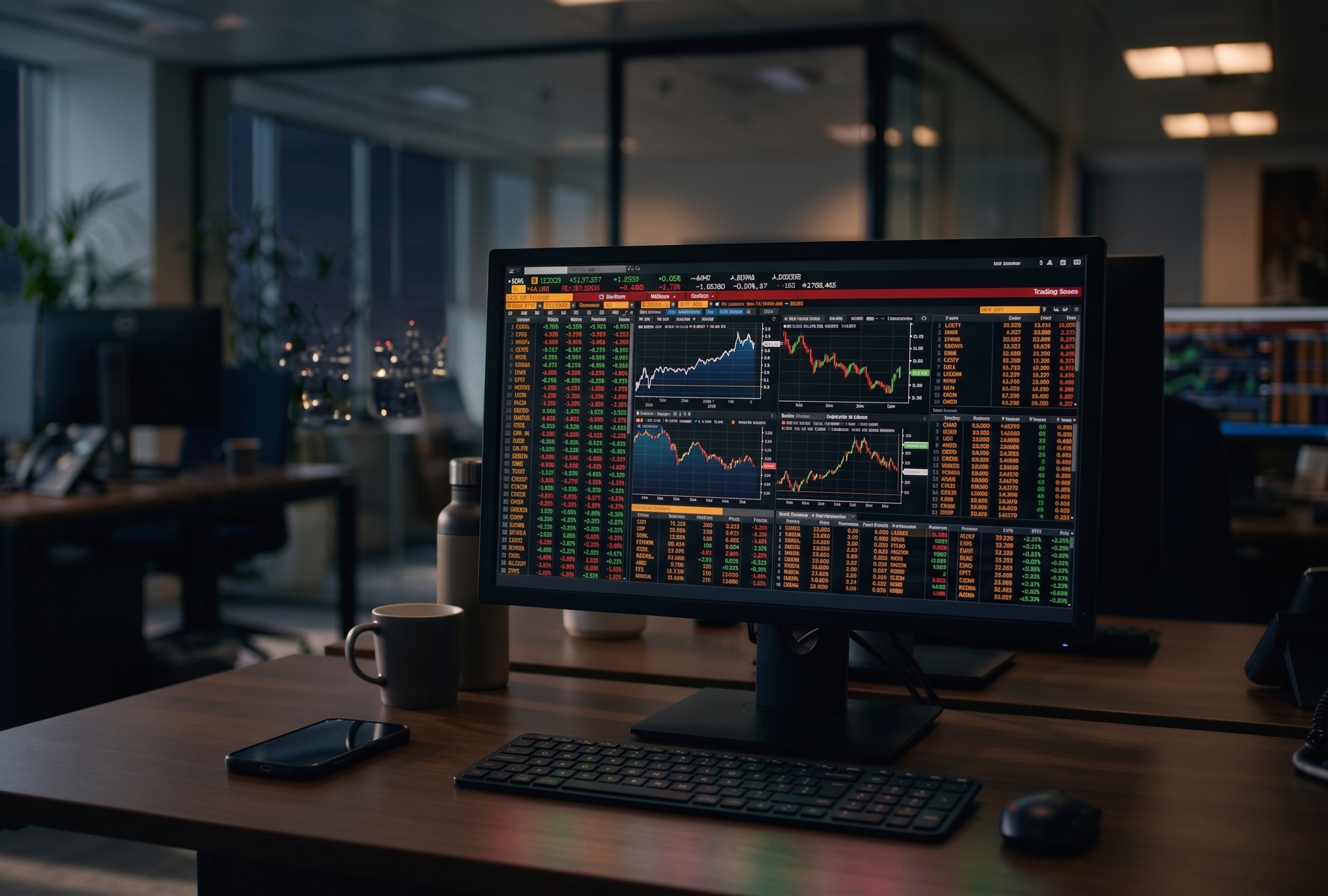 Trading floor and financial analysts working with confidential materials — protected with EchoMark invisible watermarking