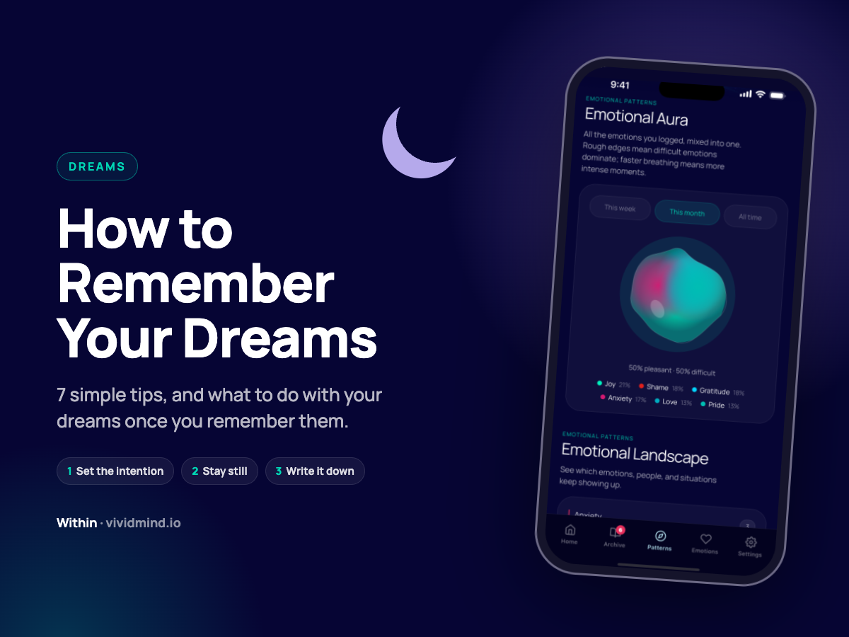 How to remember your dreams: 7 simple tips, shown with the Within app Patterns screen