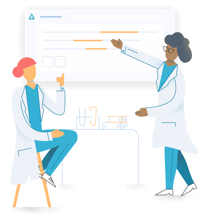 Illustration of two women watching scores 