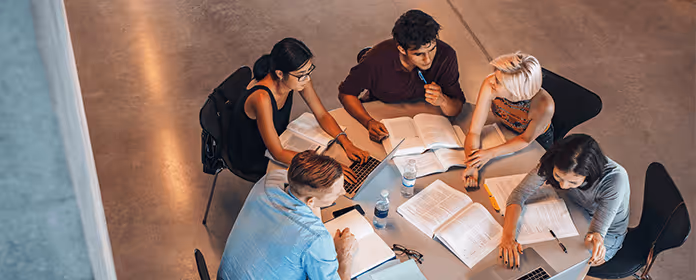 Picture of a group of people studying