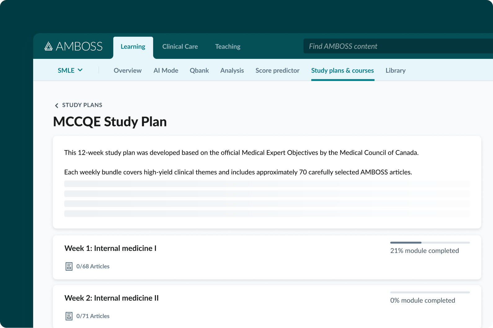 AMBOSS MCCQE Study Plan