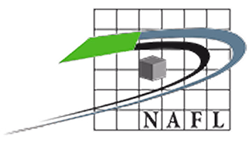 Logo with a grid background, a green diagonal shape, and a curved swoosh wrapping around a central cube.