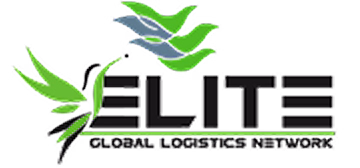 Logo of Elite Global Logistics Network with stylized green and blue birds.