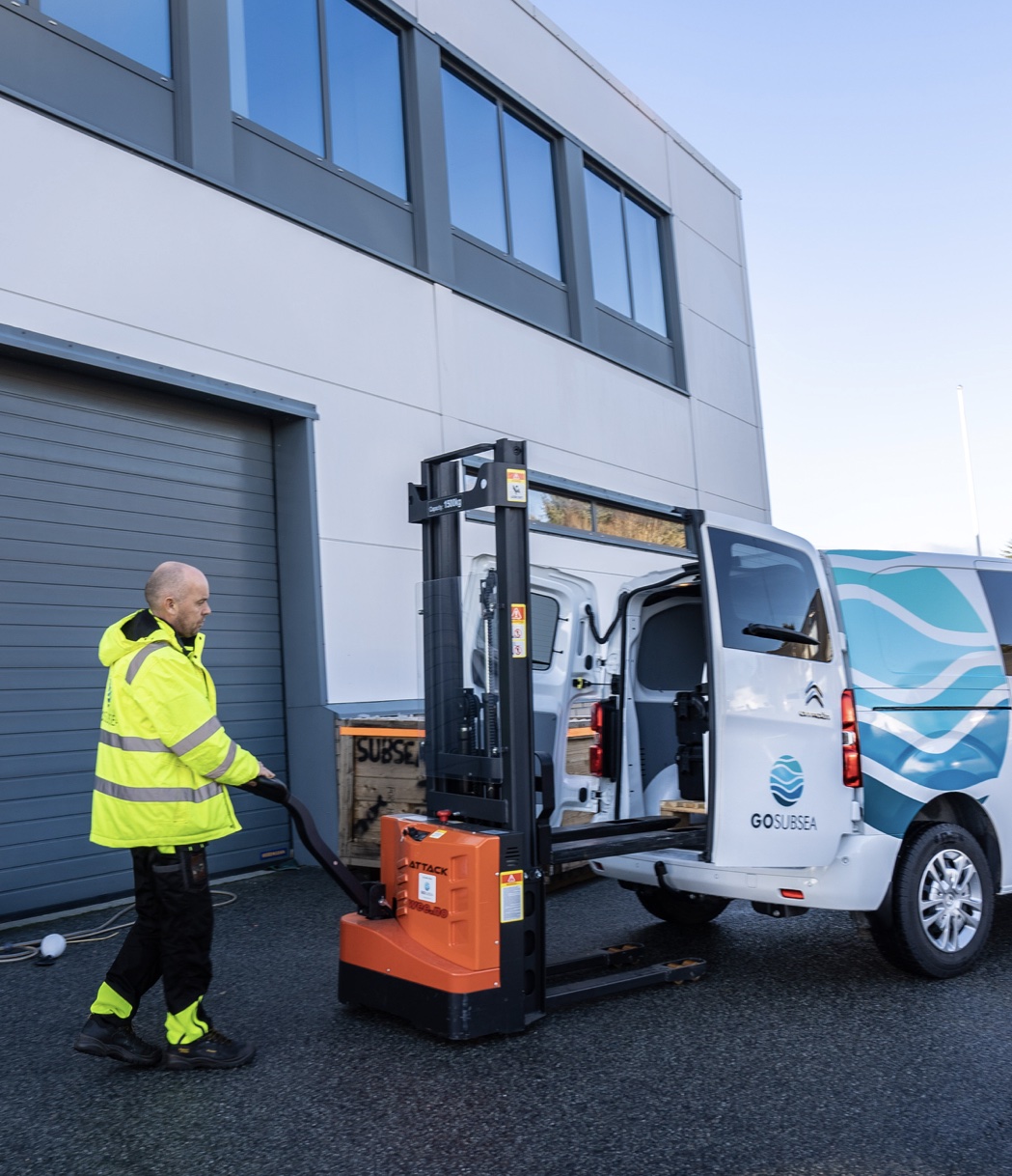 Equipment being moved from the GoSubsea warehouse to a service van