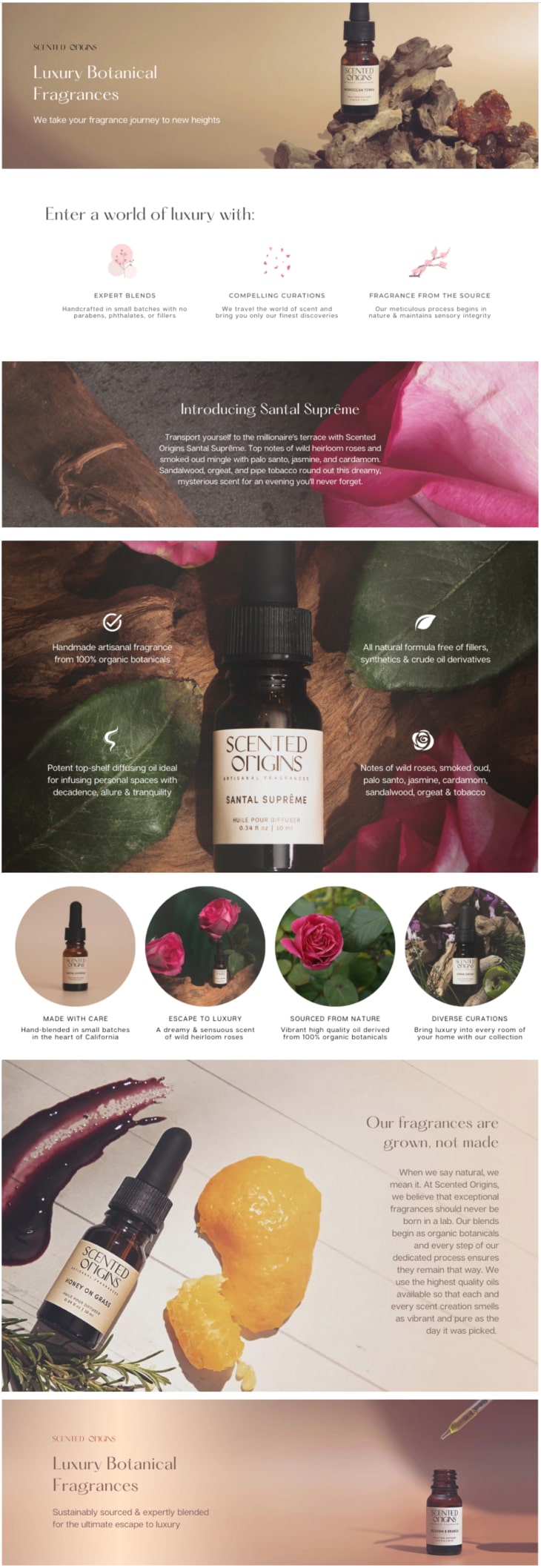Webpage designed for Scented Origins
