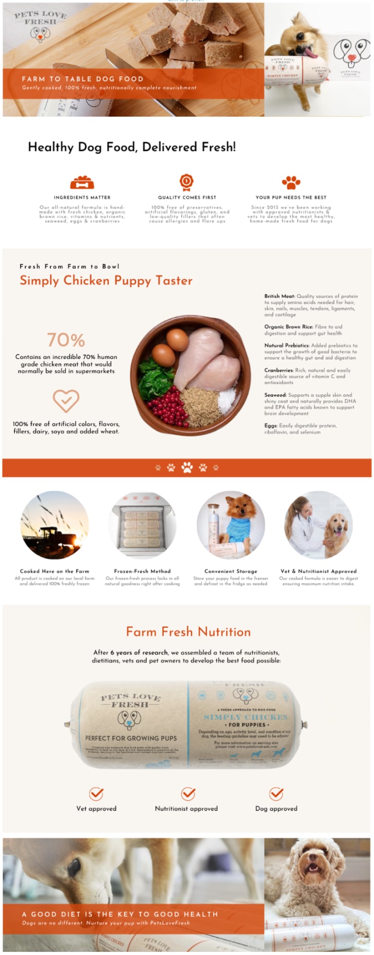 Webpage designed for Petslovefresh