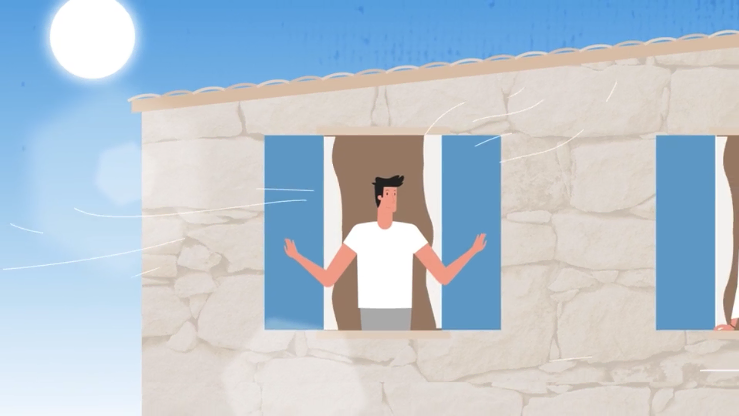 Afin d’être impactant, nous avons réalisé un format court d’une trentaine de secondes. Pour interpeller l’audience, nous avons utilisé une analogie : une comparaison entre la respiration des poumons et celle de la maison. Le spot a été diffusé sur FR3 Corse, les illustrations déclinées pour la presse locale et le son adapté pour un spot publicitaire à la radio.