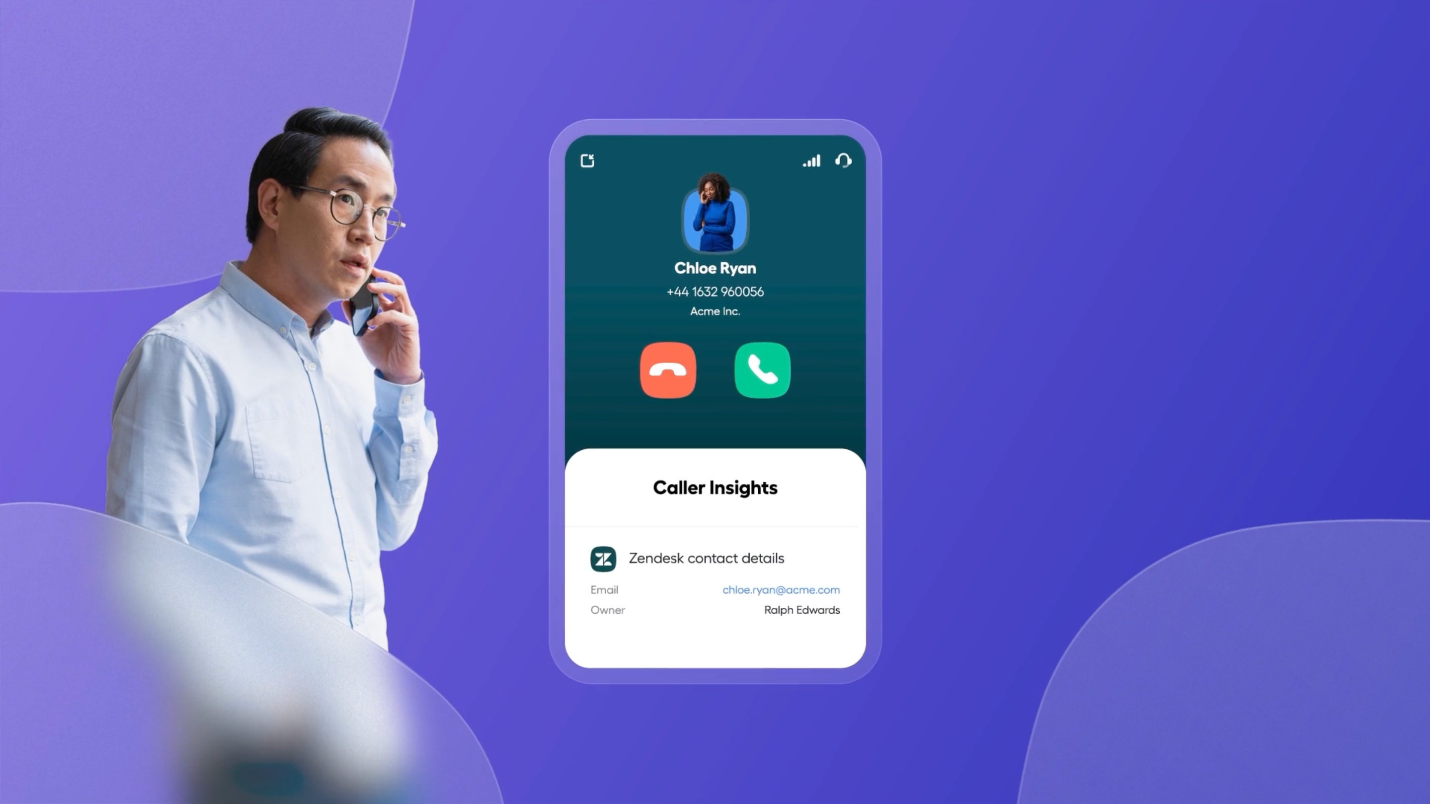 Aircall nous a partagé leurs éléments graphiques, sur cette base, nous avons créé des écrans dynamiques pour faire passer les messages efficacement. La tonalité de la voix-off et l'énergie de la vidéo permettent à l'audience de ne pas décrocher en cours de lecture.