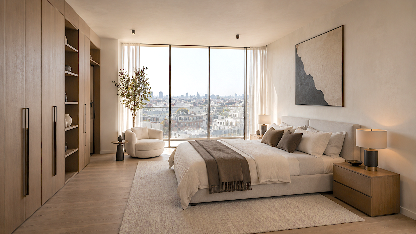 Aurelian interior CGI visualisation with composed London atmosphere