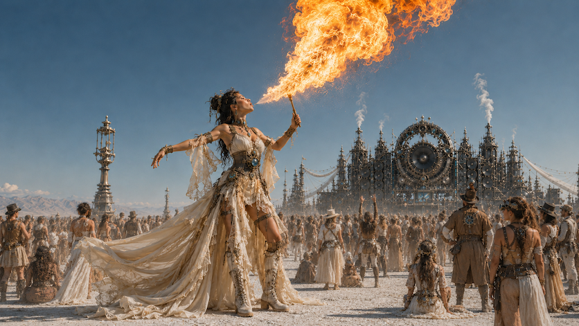 Epic female fire breather from The Impossible film world