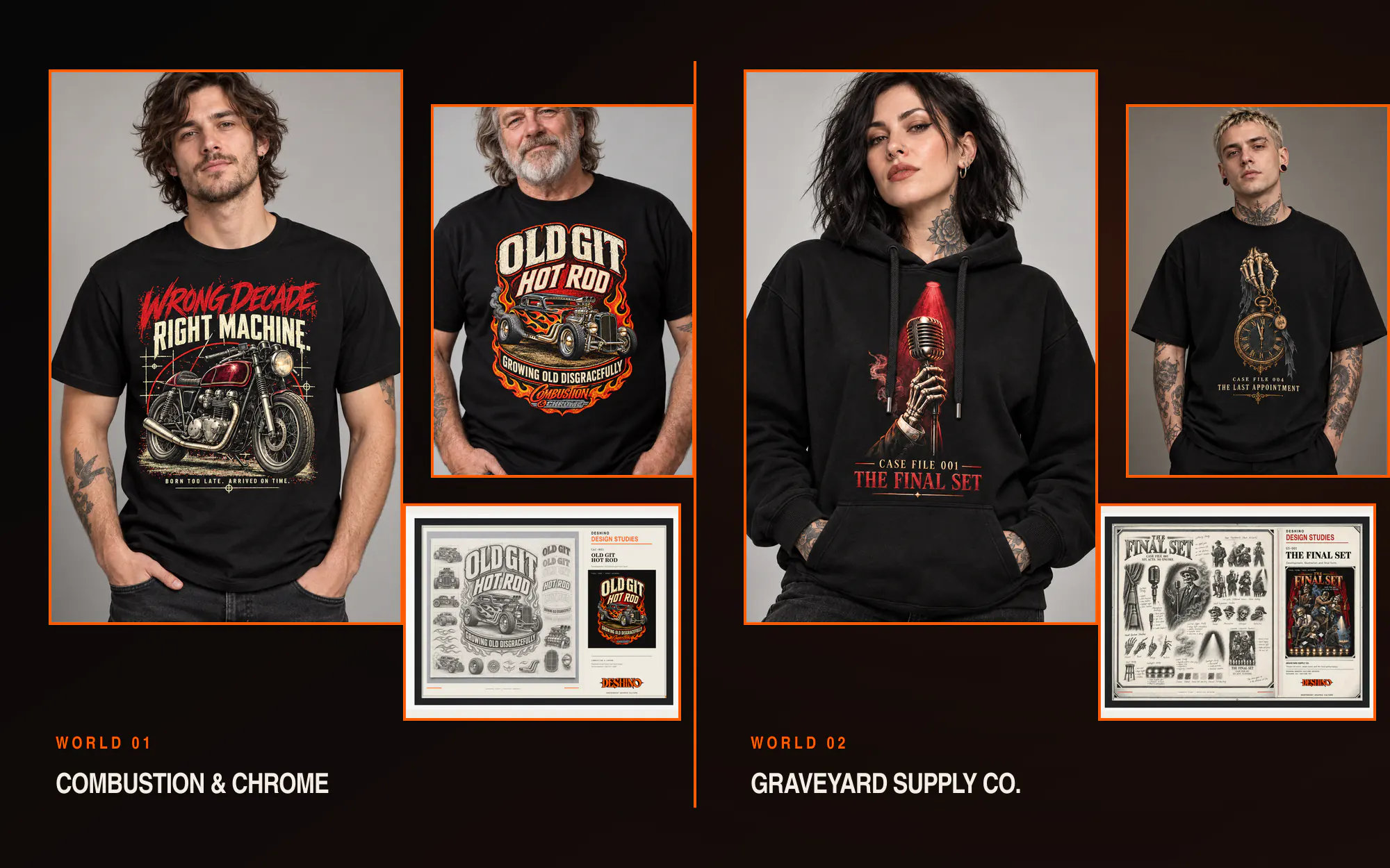 Combustion and Chrome and Graveyard Supply Company DESHINO collections