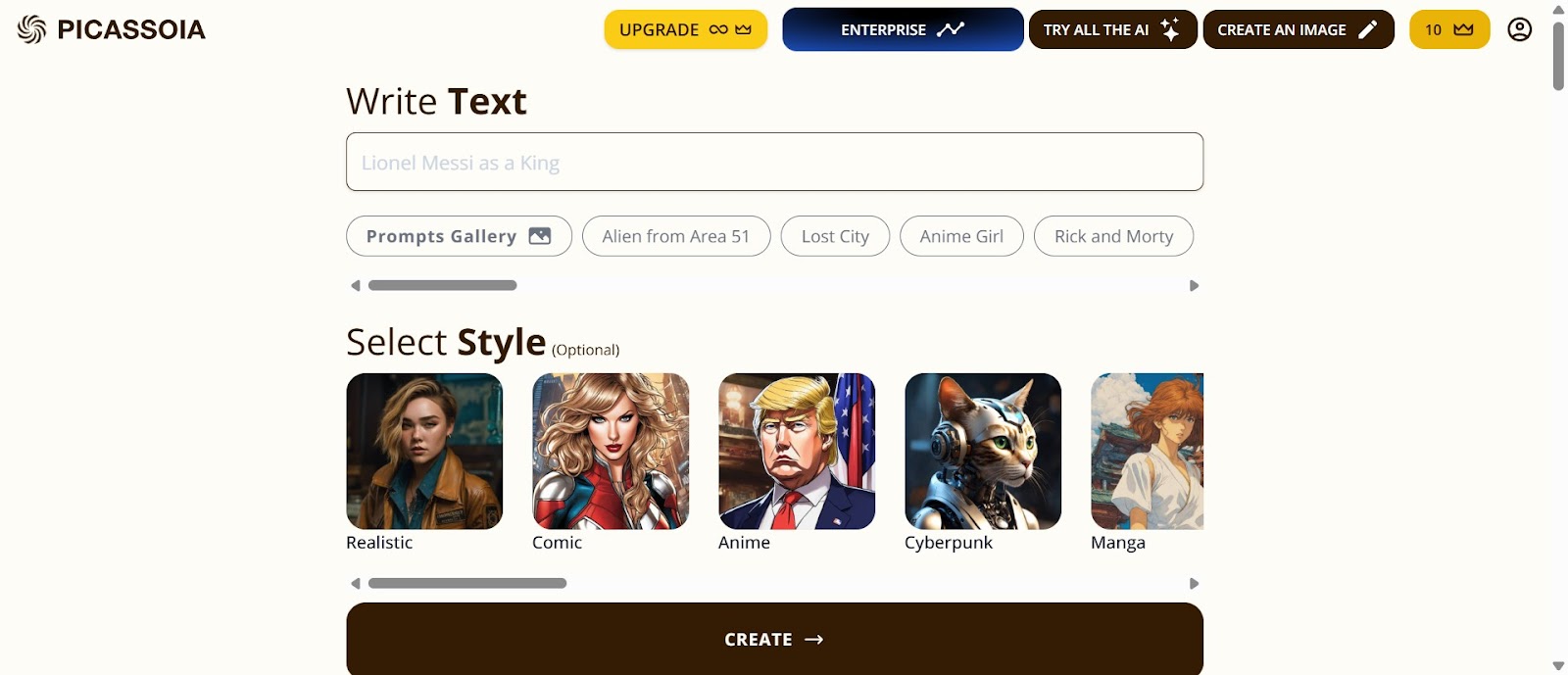 Fine-Tune and Enhance Your AI-Generated Artwork with Built-in Tools and Style Options