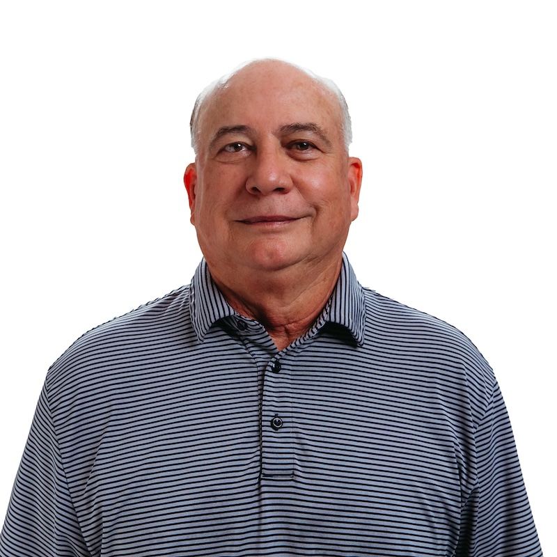 White man with striped shirt on